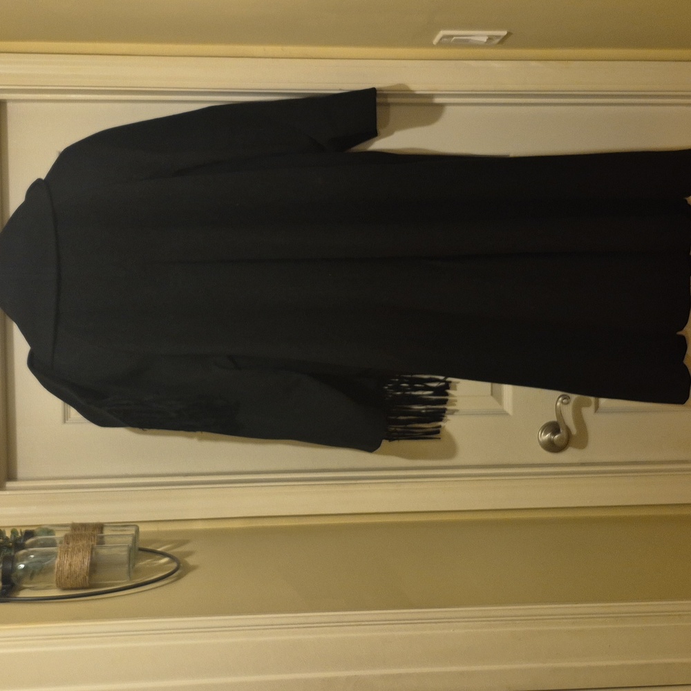 Karen Black Fringe Scarf Coat - Picture 4 of 6